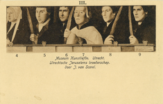 603440 Afbeelding van het linkerdeel van een door J. van Scorel geschilderd portret van leden van de Utrechtse ...